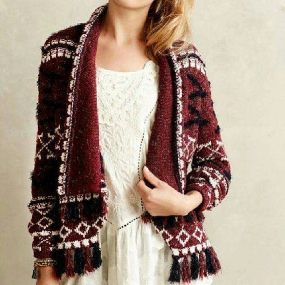 Moth Fringed Veras Cardigan for Anthropologie